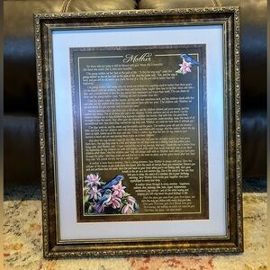 Mother framed poem print with paintings by Susan Sampson.